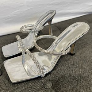 NEW Metallic Rhinestone Mule Heel